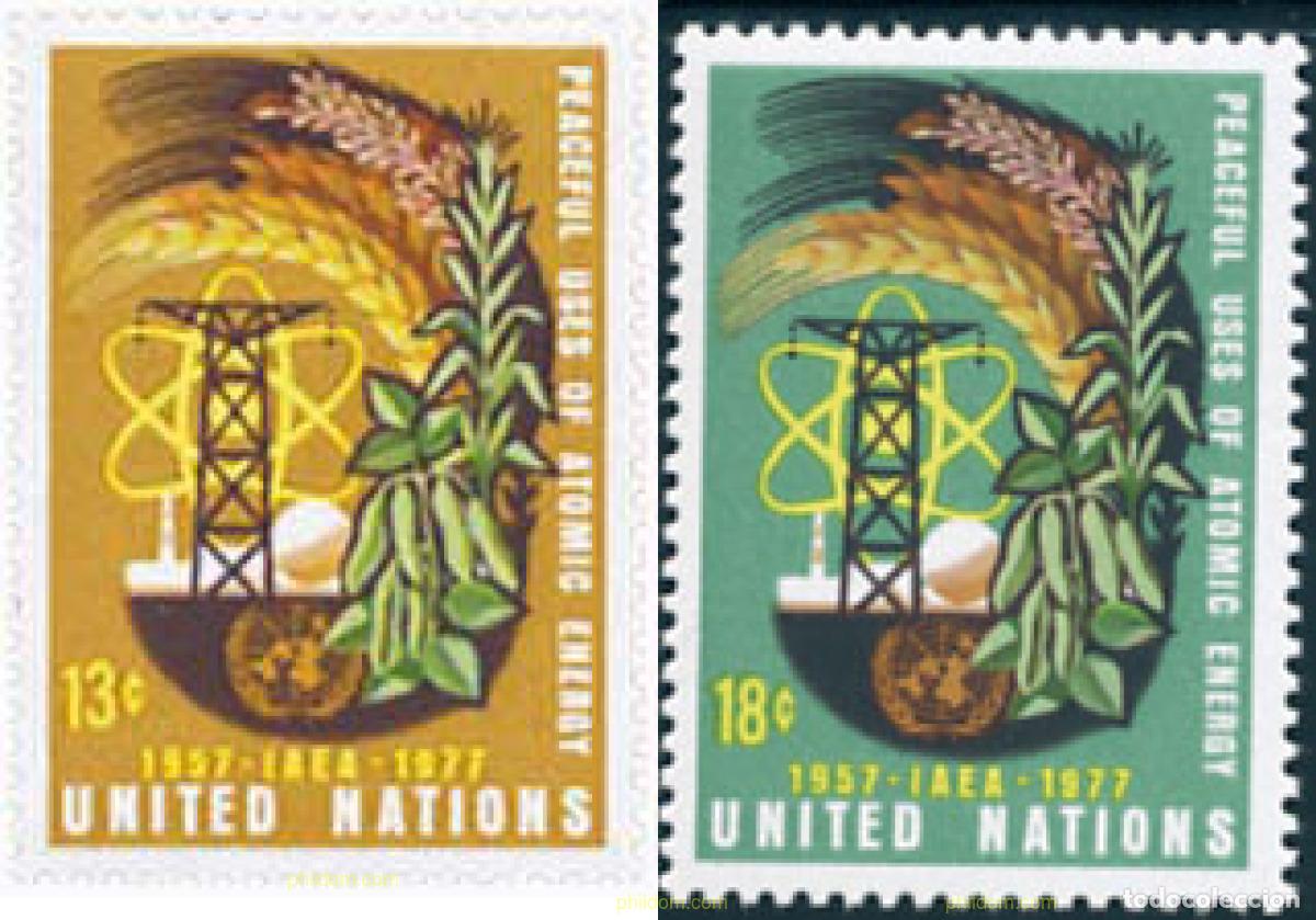 Sellos: 141297 MNH NACIONES UNIDAS. Nueva York 1977 UTILIZACION PACIFICA DE LA ENERGIA ATOMICA