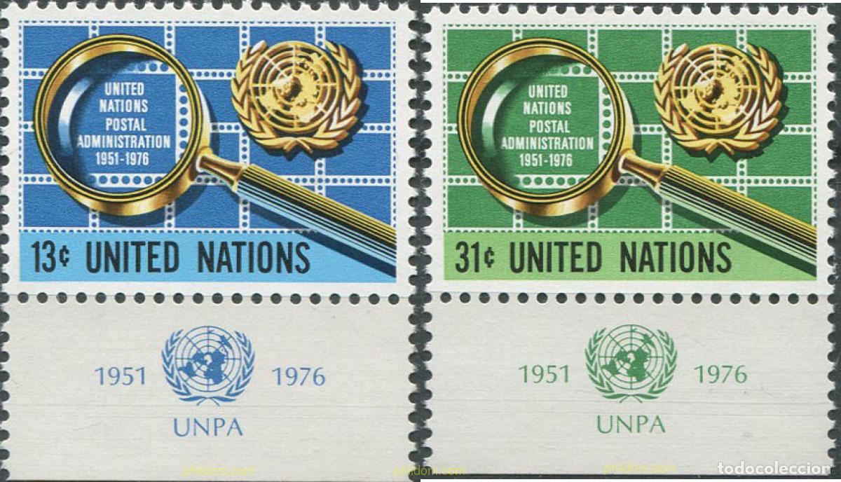 Stamps: 678540 MNH NACIONES UNIDAS. Nueva York 1976 25 ANIVERSARIO DE LA ADMINISTRACION POSTAL DE LA ONU