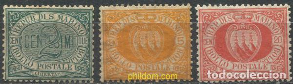 Briefmarken: 712508 HINGED SAN MARINO 1877 CIFRAS Y ESCUDOS