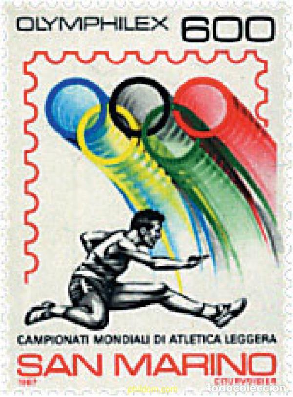 Selos: 752418 HINGED SAN MARINO 1987 CAMPEONATOS DEL MUNDO DE ATLETISMO Y OLIMPHILEX