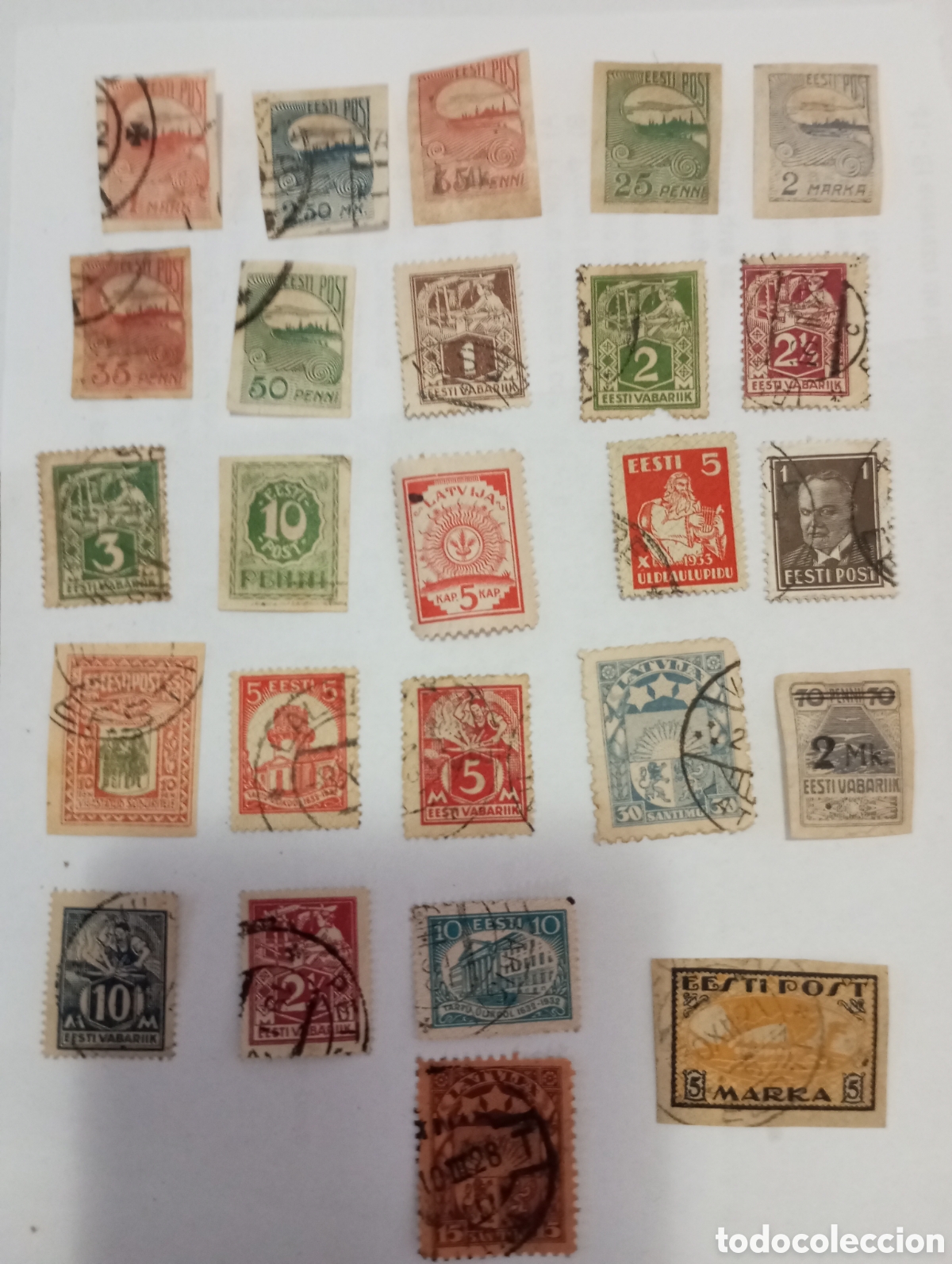 Francobolli: 25 sellos cl&aacute;sicos de Estonia usados