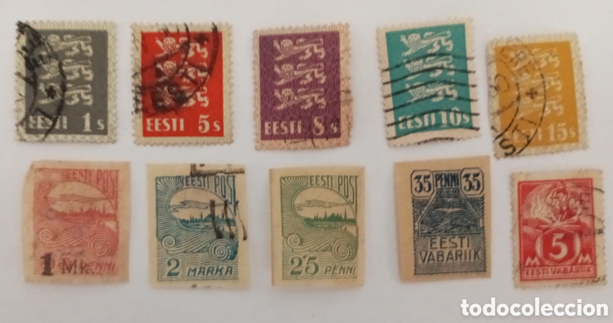Sellos: 10 sellos cl&aacute;sicos y antiguos de Estonia