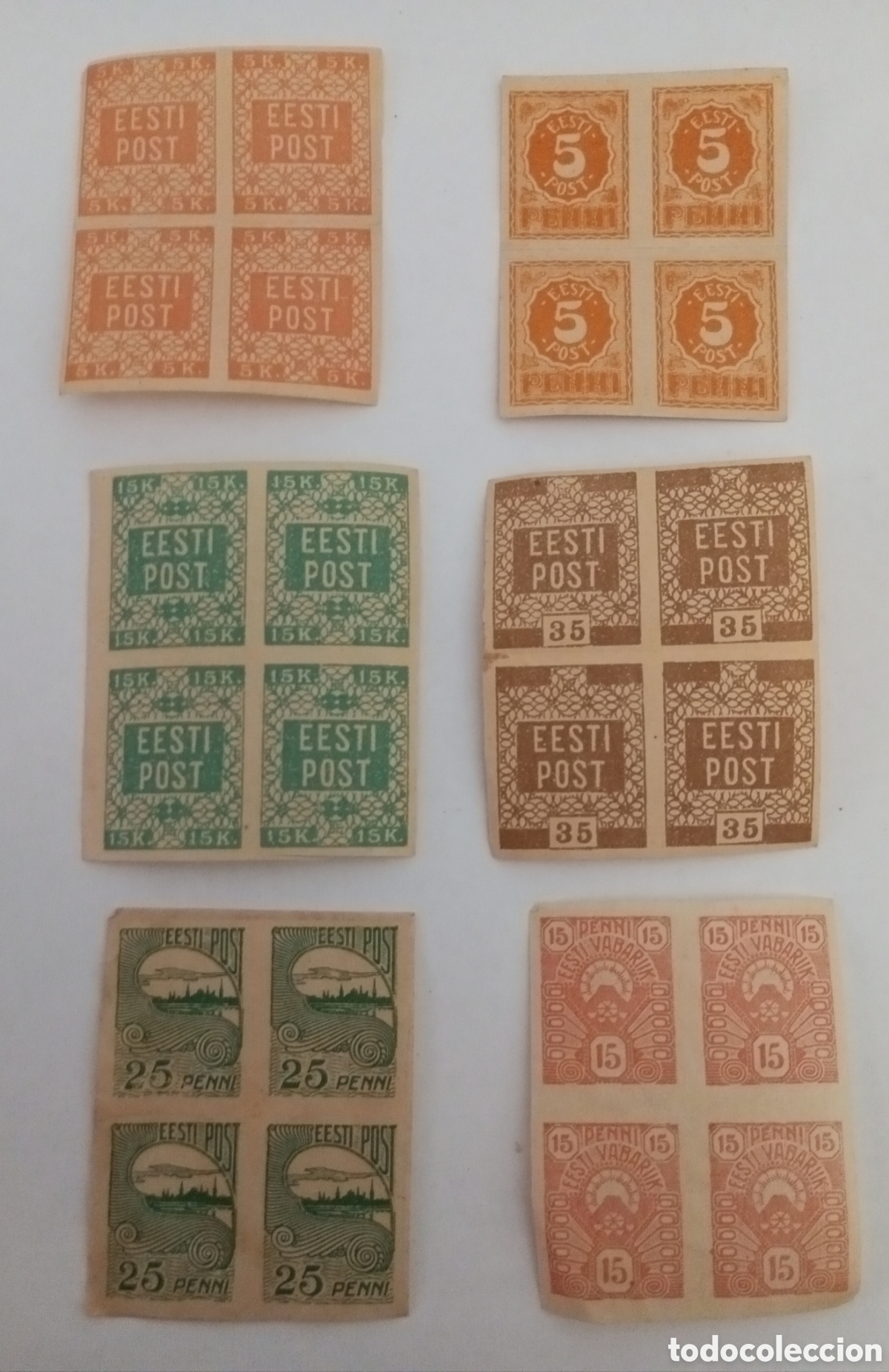 Sellos: 6 sellos cl&aacute;sicos y antiguos Estonia En bloque de 4 nuevos