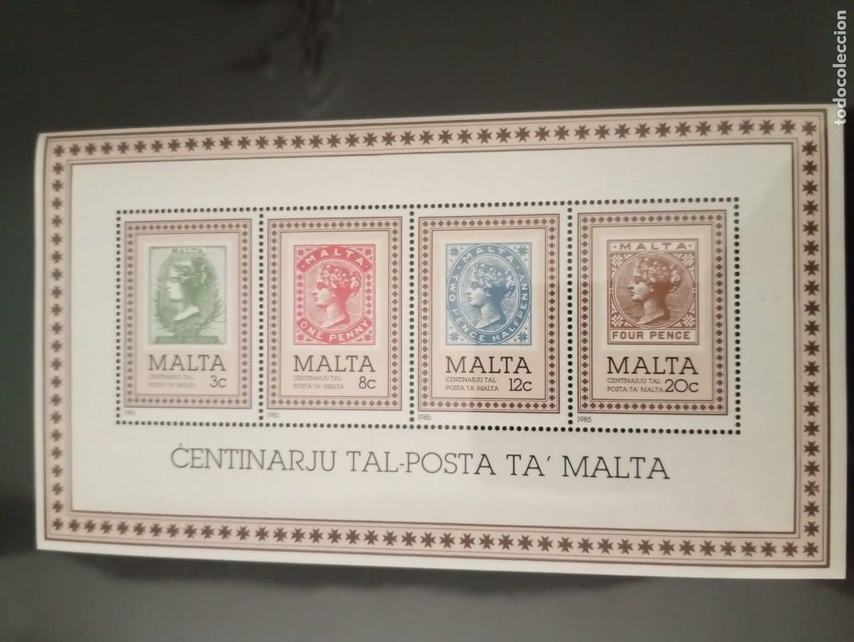Sellos: MALTA, 1985, CENTENARIO DEL PRIMER SELLO - Foto 1