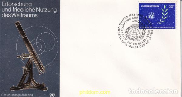 Stamps: 741061 USED NACIONES UNIDAS. Nueva York 1982 EXPLORACION Y USO PACIFICO DEL ESPACIO