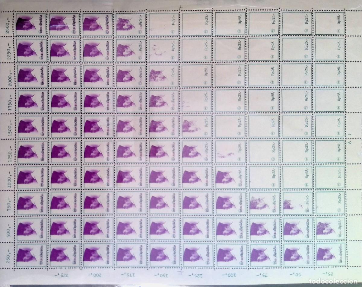 Sellos: KV)INDONESIA, FULL SHEET, WITH ERROR, IMAGE&nbsp;SHIFTED. - Foto 1