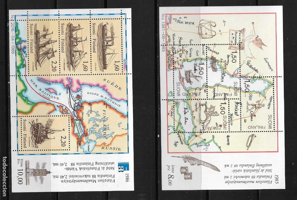 Francobolli: FINLANDIA 1985/87 - HOJAS BLOQUE Ivert 1/3 - EXPOSICI&Oacute;N FILAT&Eacute;LICA INTERNACIONAL. MNH.