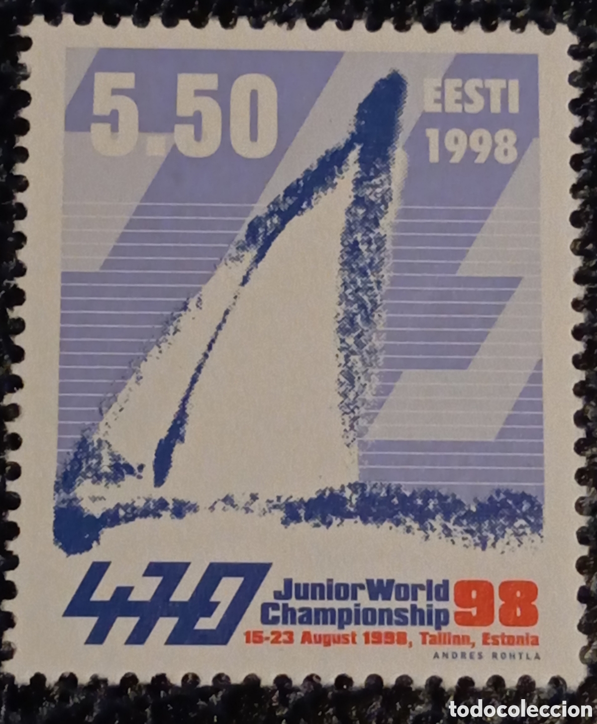 Sellos: Estonia 1998 - Sello Vela Clase 470 - Scott #346 - MNH**