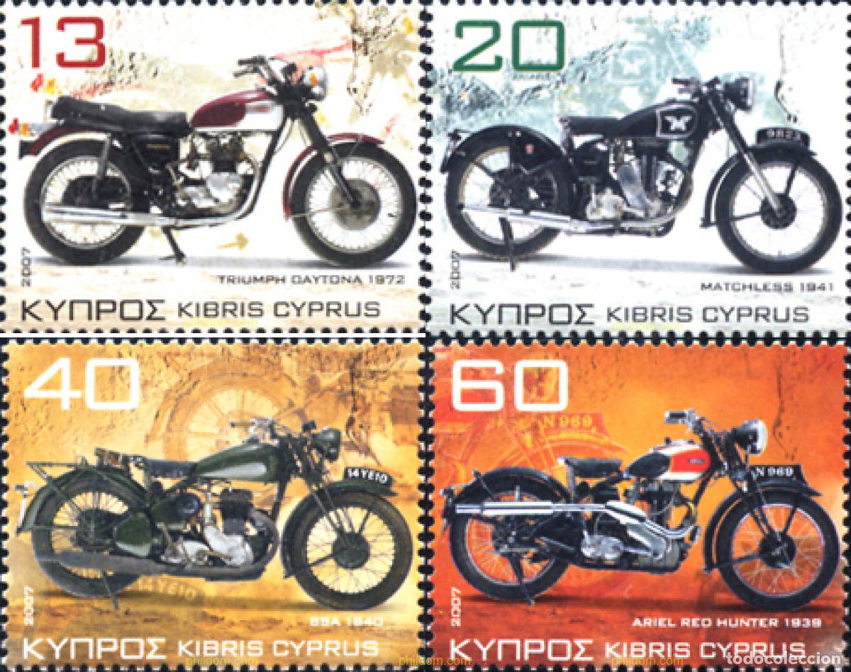 Sellos: 222735 MNH CHIPRE 2007 MOTOCICLETAS ANTIGUAS