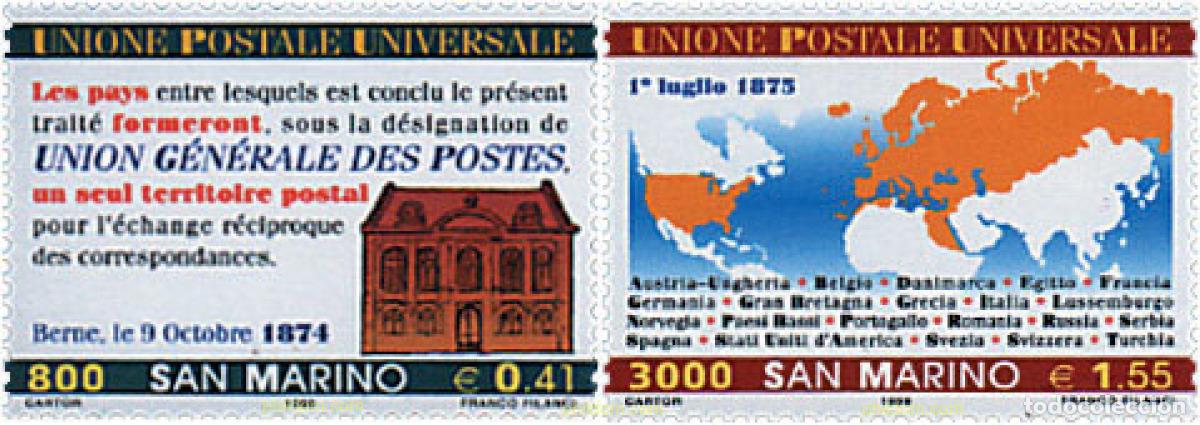 Sellos: 66228 MNH SAN MARINO 1999 125 ANIVERSARIO DE LA UPU