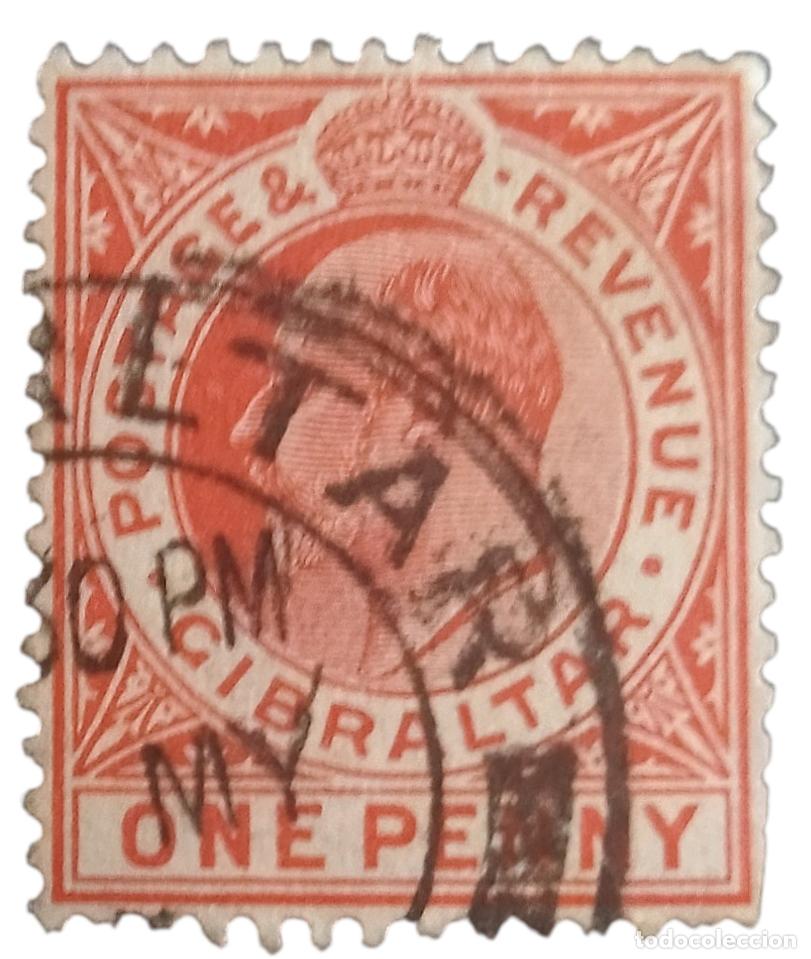 Sellos: GIBRALTAR 1907-1912 Rey Eduardo VII. USADO.