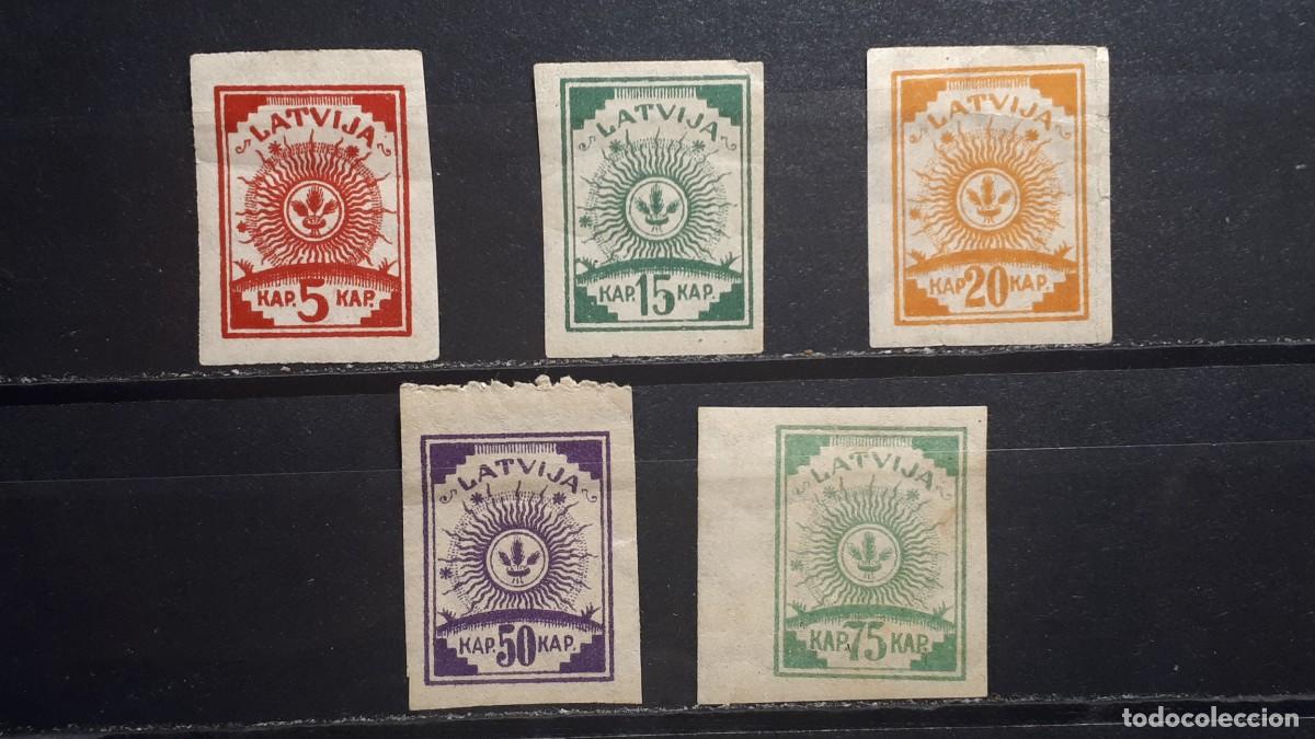 Sellos: LETONIA. A&Ntilde;O 1919. **/*. YVERT 26, 28/9, 32/3.