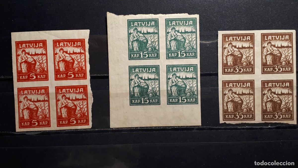 Sellos: LETONIA. A&Ntilde;O 1919. **. YVERT 34/6. Bloque de 4.