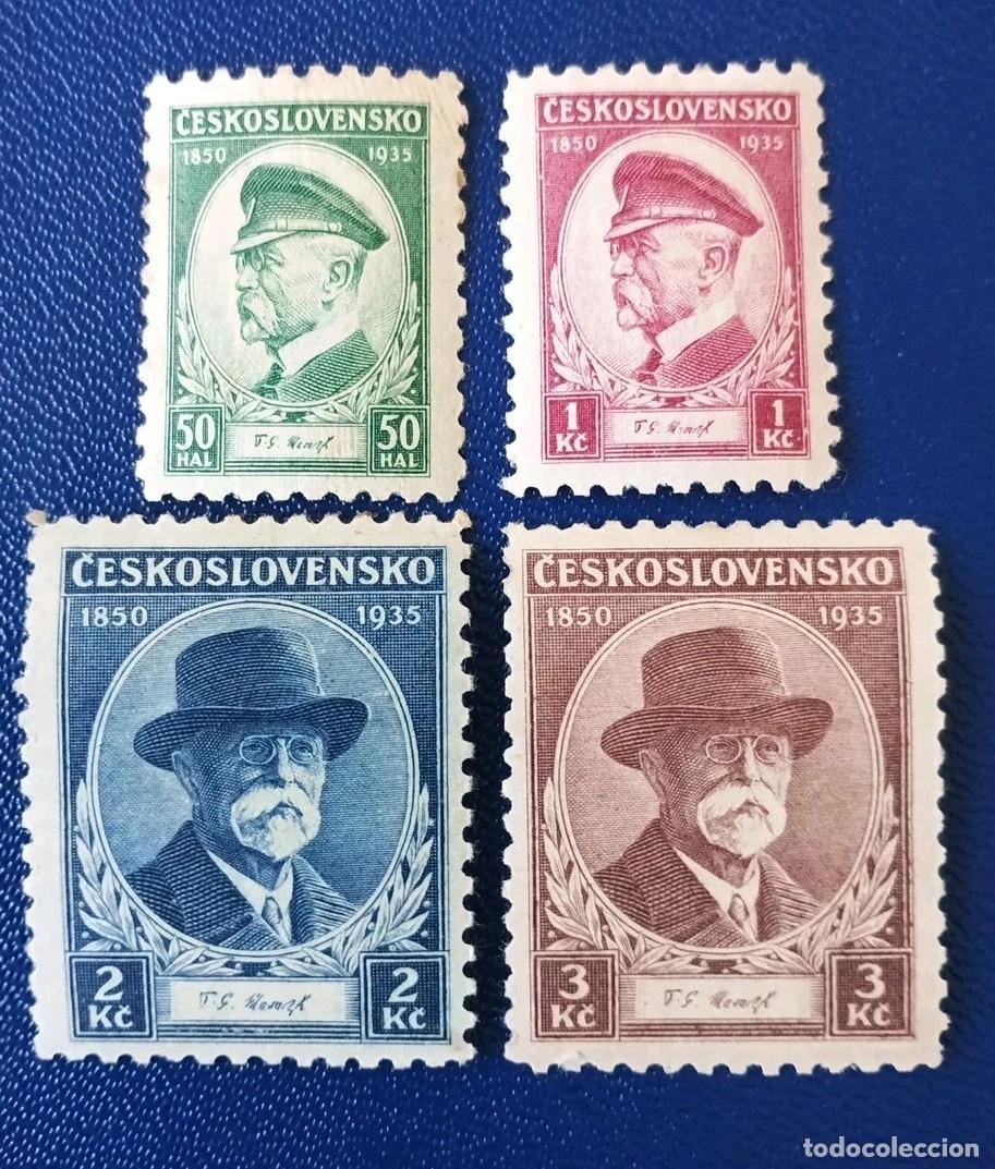 Sellos: Checoslovaquia 1935 Ivert 292/5 *** 85&ordm; Aniversario del Presidente MASARYK