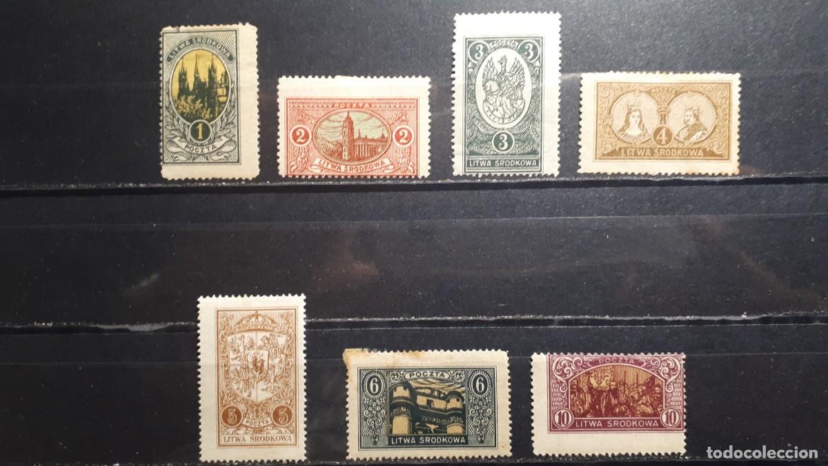 Sellos: LITUANIA. Ocup. POLACA. A&Ntilde;O 1921. *. YVERT 28/34, falta 35.