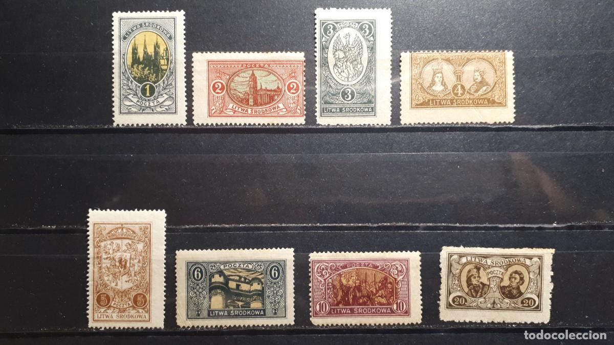 Sellos: LITUANIA. Ocup. POLACA. A&Ntilde;O 1921. *. YVERT 28/35.