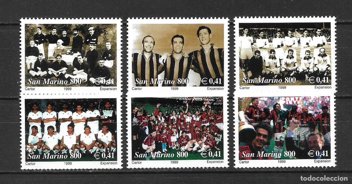 Sellos: san marino 1999 scott 1466 ** mnh futbol milan centenario 7.50&euro; - 22/2
