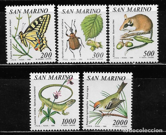 Sellos: SAN MARINO 1990, Ivert 1252/56 - FAUNA. MNH.