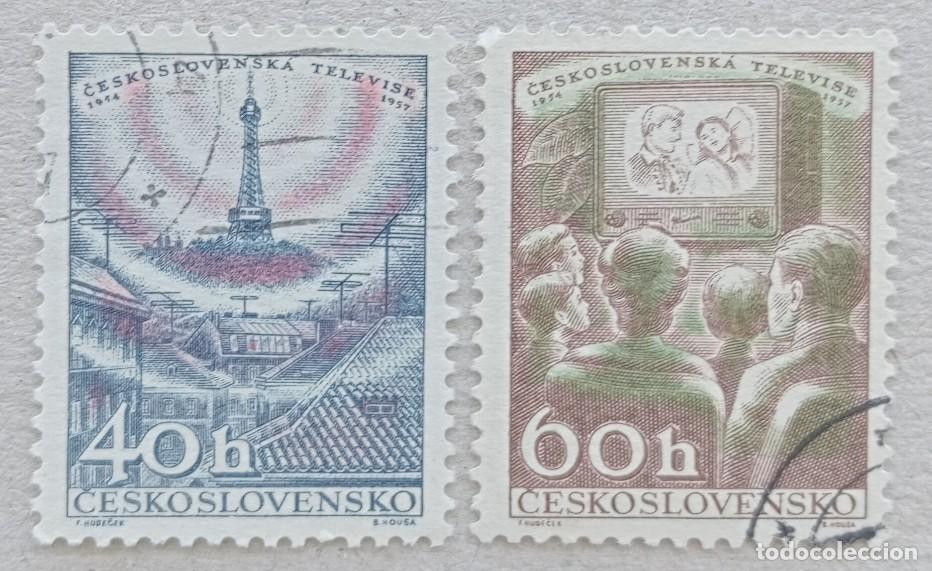 Sellos: 1957. CHECOSLOVAQUIA. 929 930. Emisiones de la televisi&oacute;n checa. Serie completa. Usado.