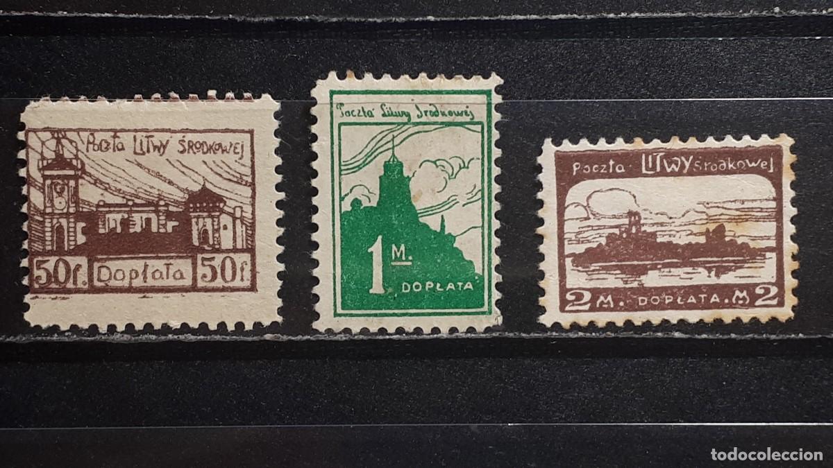 Sellos: LITUANIA. OCUPACI&Oacute;N POLACA, A&Ntilde;O 1920-1. *. YVERT tasas 1/3