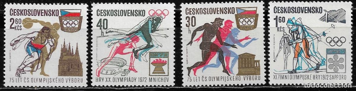Sellos: CHECOSLOVAQUIA 1975, Ivert 1889/92 - 75&ordm; ANIVERSARIO COMITE OL&Iacute;MPICO. MNH.