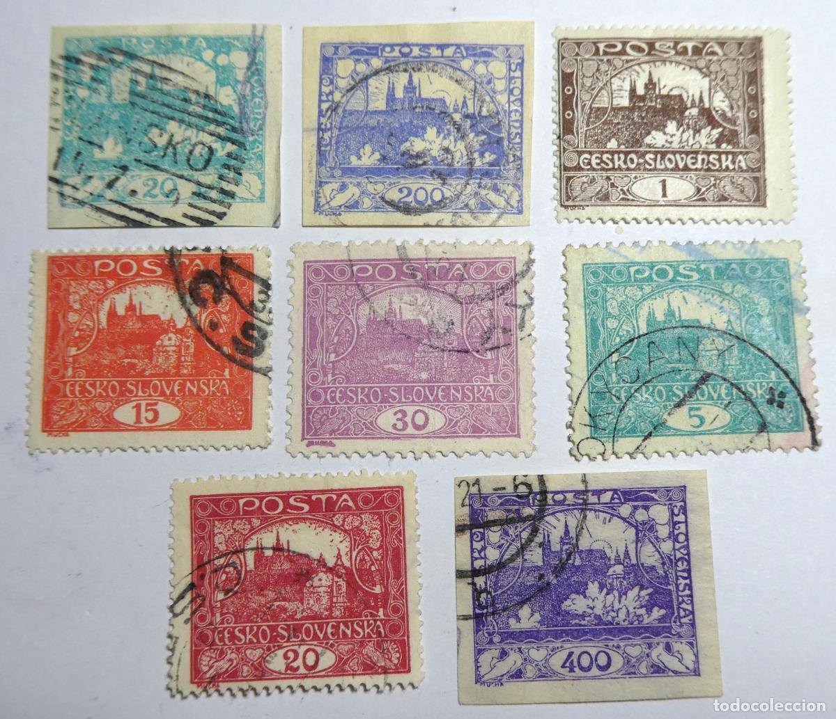 Sellos: 8 sellos de Checoslovaquia Castillo de Hradčany, diferentes valores