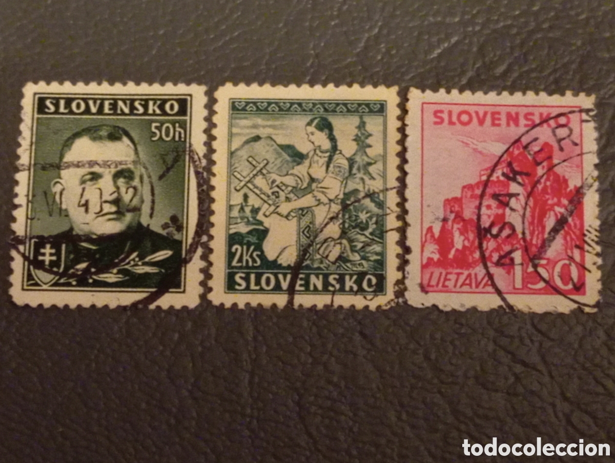 Sellos: Lote 3 Sellos Eslovaquia 1939-1941 (J. Tiso, Trajes, Castillo) - Mi: 43, 45 y 53