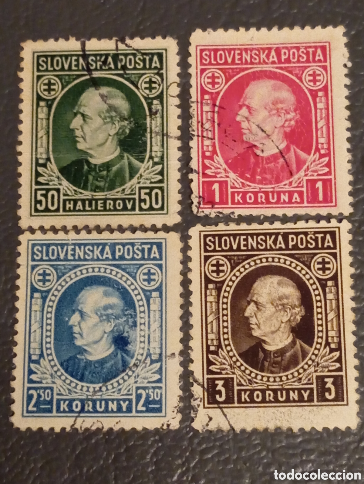 Sellos: Eslovaquia 1939 - Lote 4 Sellos Andrej Hlinka - Usados - Cat. Michel Nr. 30, 31, 32, 33