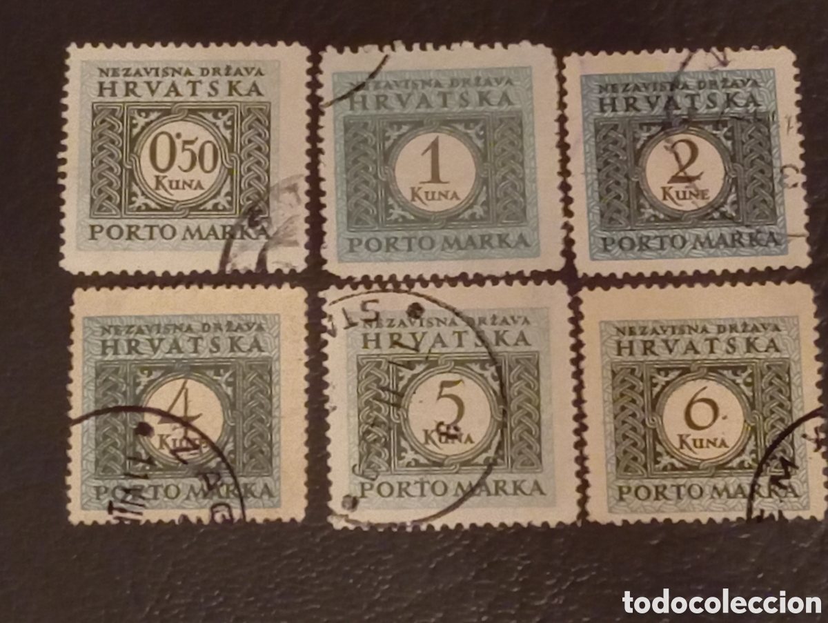 Sellos: Lote 6 Sellos Croacia (NDH) 1942/43 - Portes Debidos - Michel P11/P16 - Usados