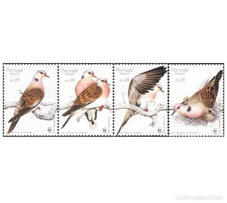 Sellos: Madeira 2002, SW-218/21 Tira horizontal &rdquo;Aves de Madeira&rdquo;./ Nuevo, sin charnela. MNH.