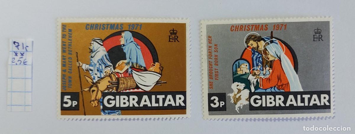 Sellos: 1971 GIBRALTAR, NAVIDAD, CRISTIANISMO, RELIGI&Oacute;N, JES&Uacute;S, MAR&Iacute;A, CARNERO, BURRO ** MNH