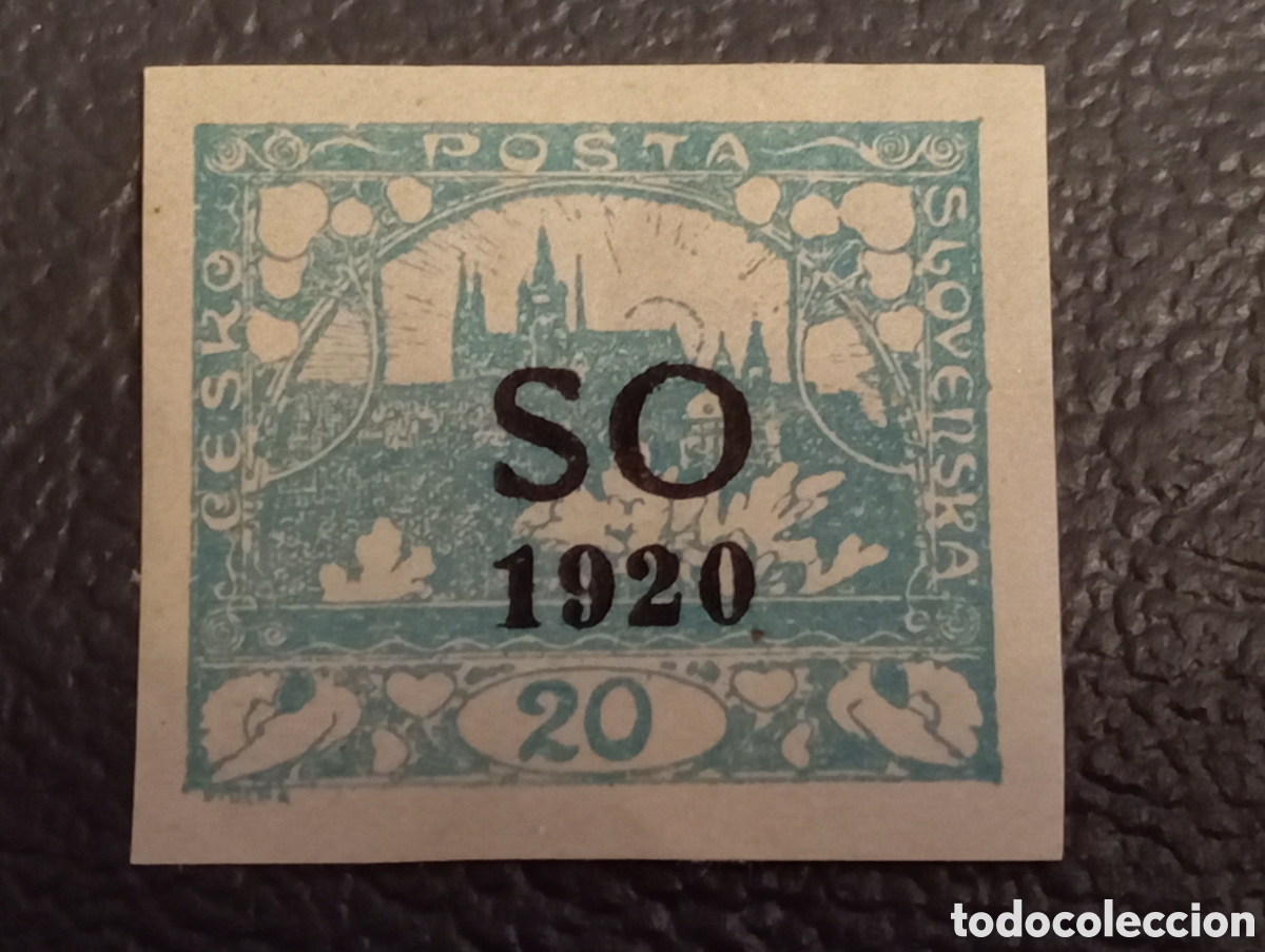 Sellos: Silesia Oriental 1920 - 20h Turquesa (Hradčany) - Michel SO 7A / Pofis SO 14 - MH
