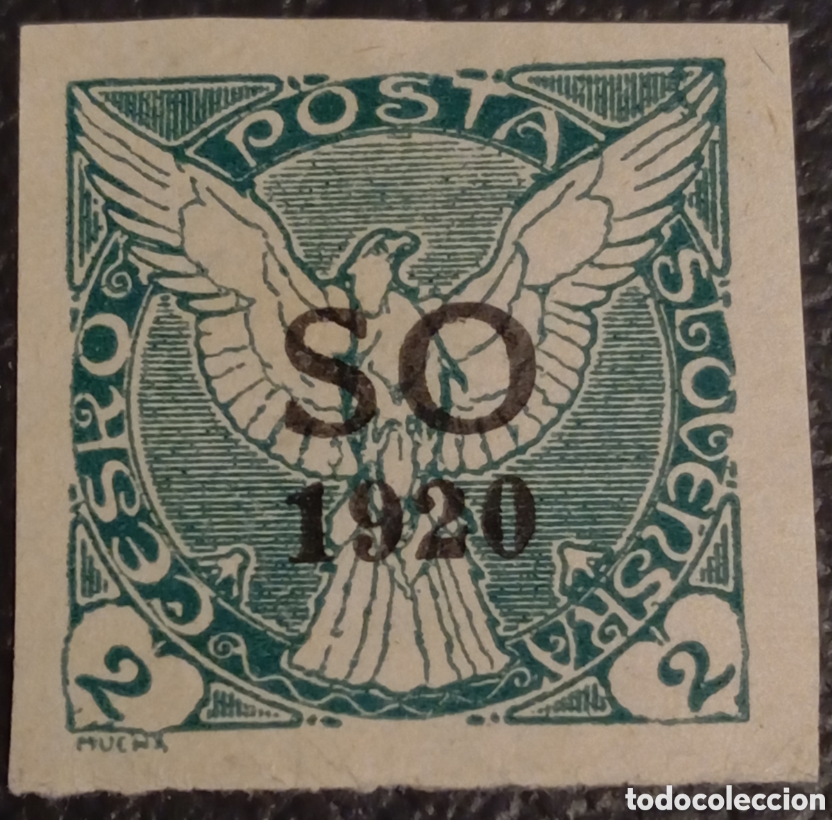 Sellos: Checoslovaquia 1920 - Peri&oacute;dicos 2h Verde - Michel SO 28 MH+ - Marquilla T.F.