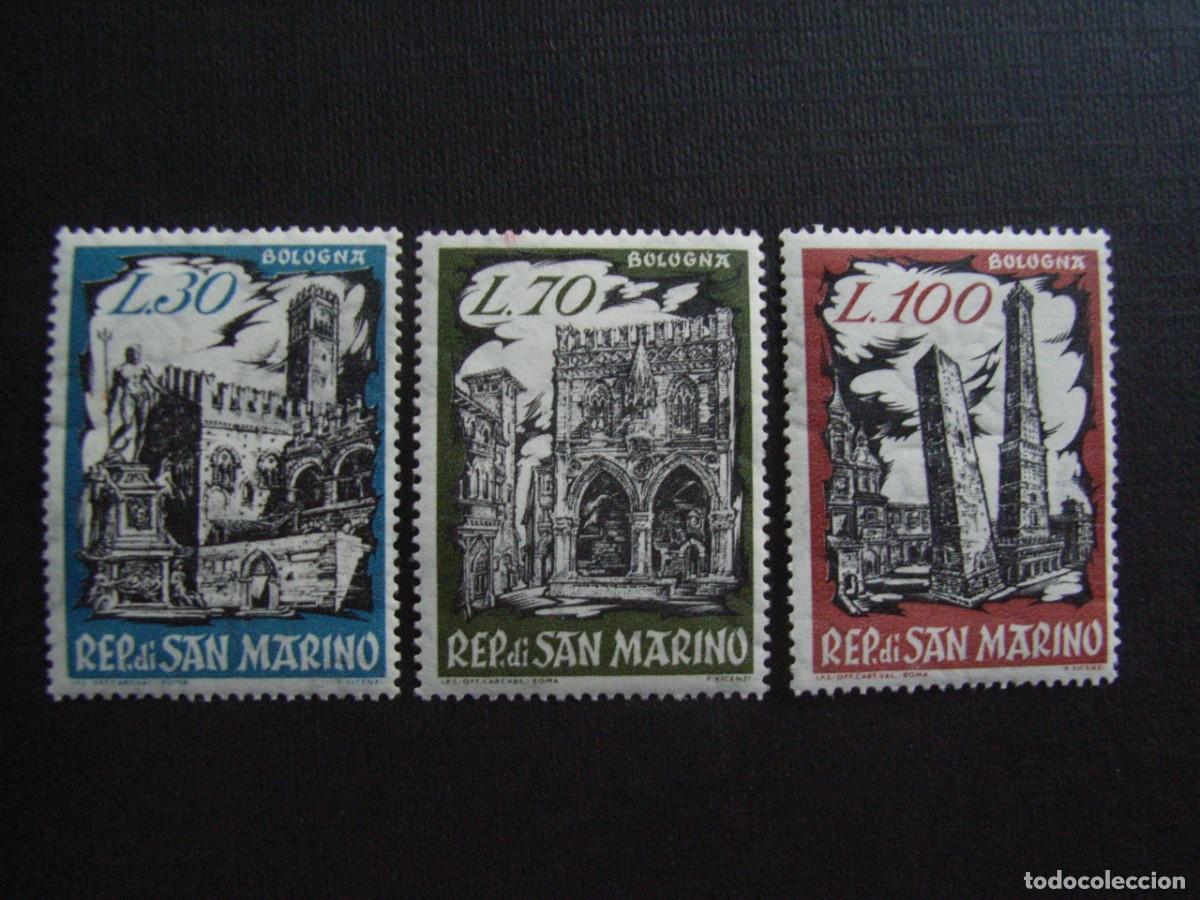 Sellos: SAN MARINO N&ordm; YVERT 524/6*** A&Ntilde;O 1961. EXPOSICION FILATELICA. MONUMENTOS DE BOLONIA