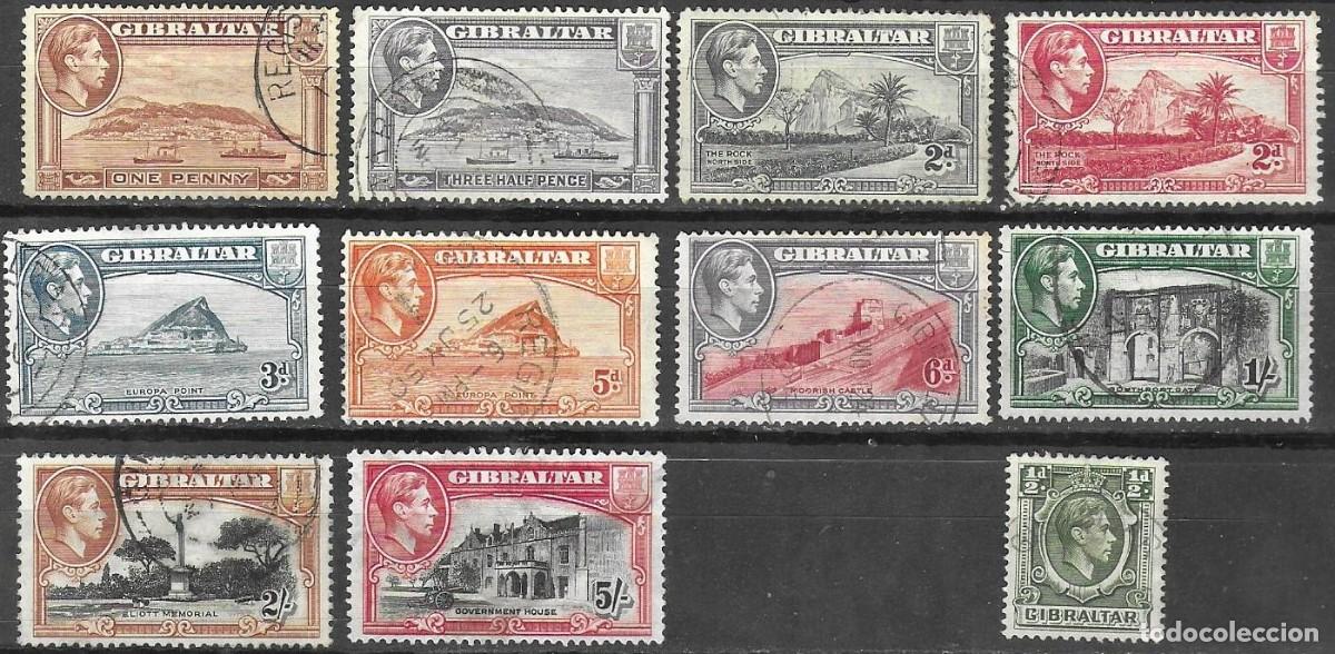 Sellos: SELLOS USADOS DE GIBRALTAR 1938/ 47, YT 103/ 112 + 114A