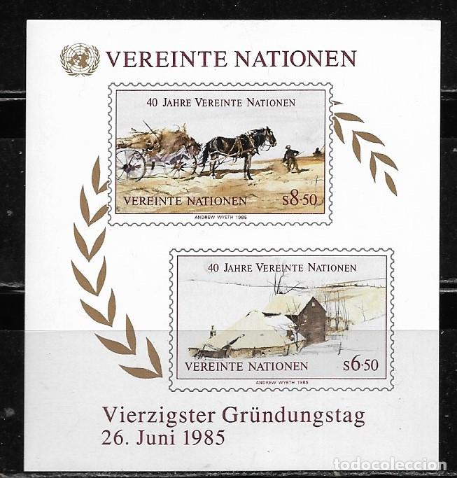 Sellos: NACIONES UNIDAS 1985, SEDE VIENA HB. Ivert 2 - 40&ordm; ANIVERSARIO O.N.U. MNH.