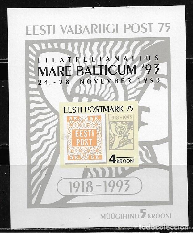 Sellos: ESTONIA 199, HOJA BLOQUE Mi. 6 - EXPOSICI&Oacute;N FILAT&Eacute;LICA MARE BALTICUM 93. MNH.