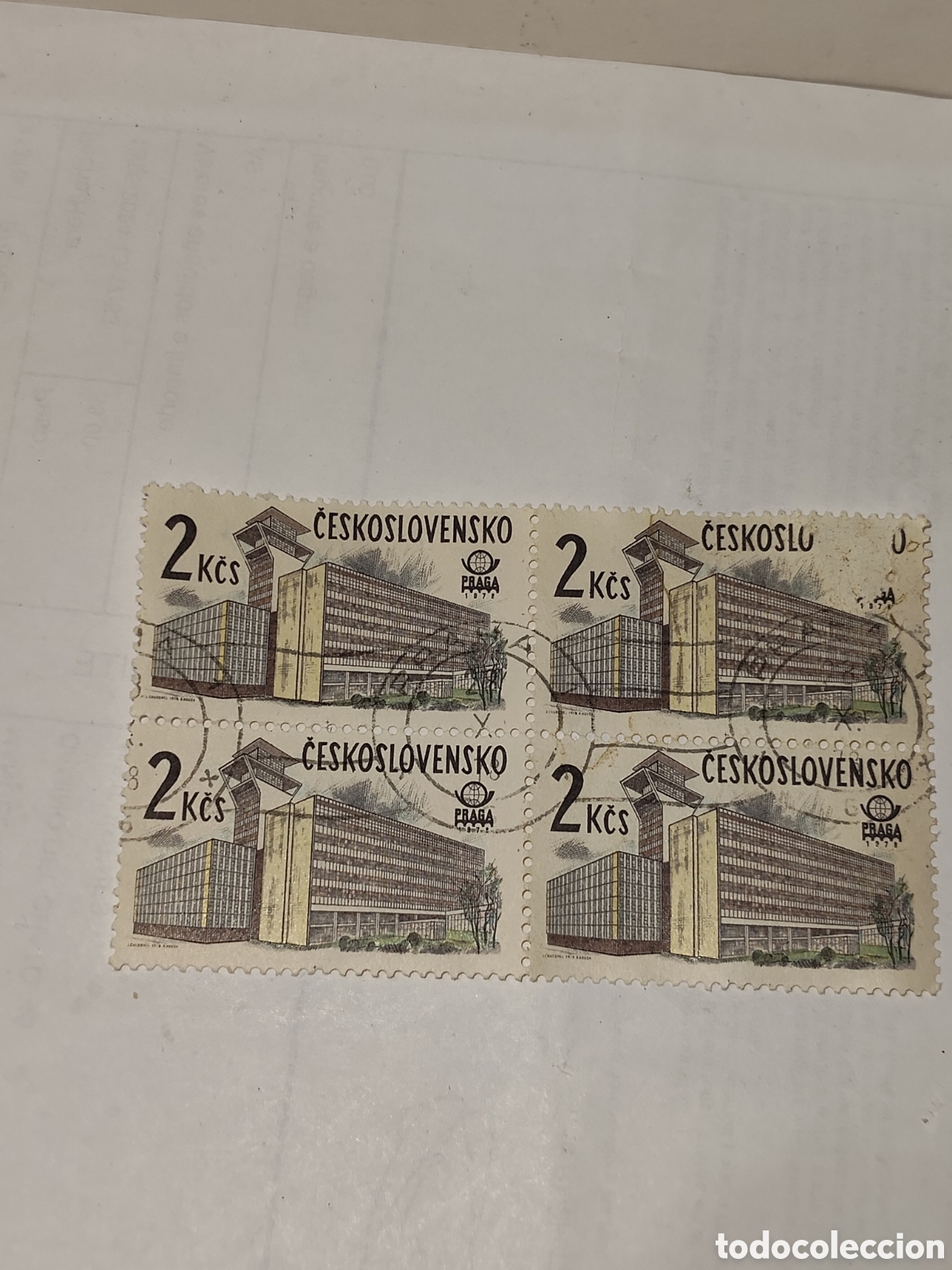 Sellos: Bloque de 4 sellos de Checoslovaquia exposici&oacute;n internacional de Praga moderna 1978