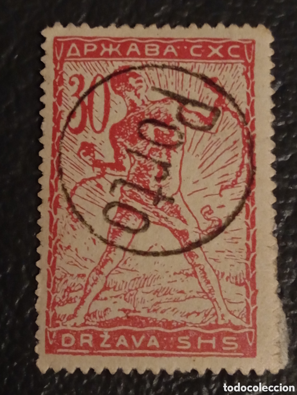 Sellos: Sello Eslovenia SHS 1919 - Verigar 30 Vinar - Sobreimpresi&oacute;n PORTO - MH