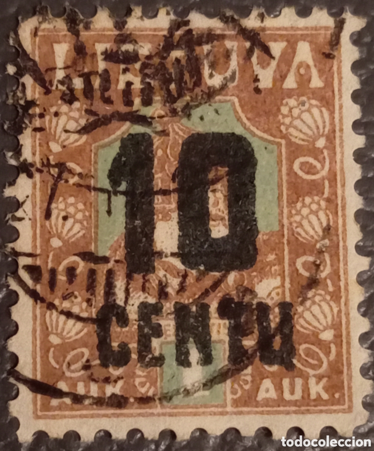 Sellos: Lituania 1922 - 10 Centų sobre 1 Auk. - Michel Nr. 151 (Usado)