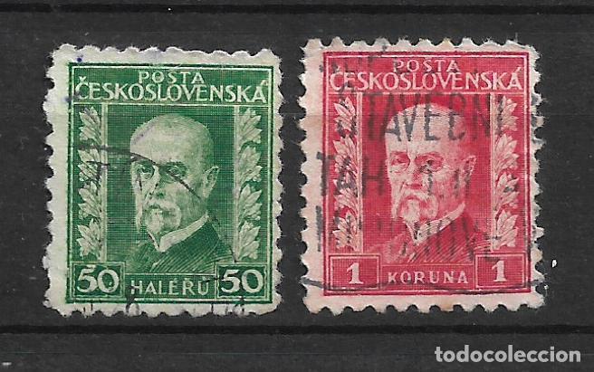 Sellos: checoslovaquia 1927 michel 128 + 130 usado - 12/6