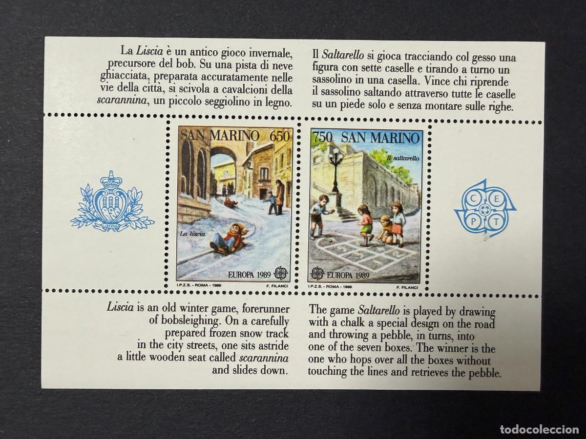Sellos: SAN MARINO, 1989. YVERT HB 15. EUROPA CEPT. HOJITA BLOQUE. NUEVA. SIN FIJASELLOS.