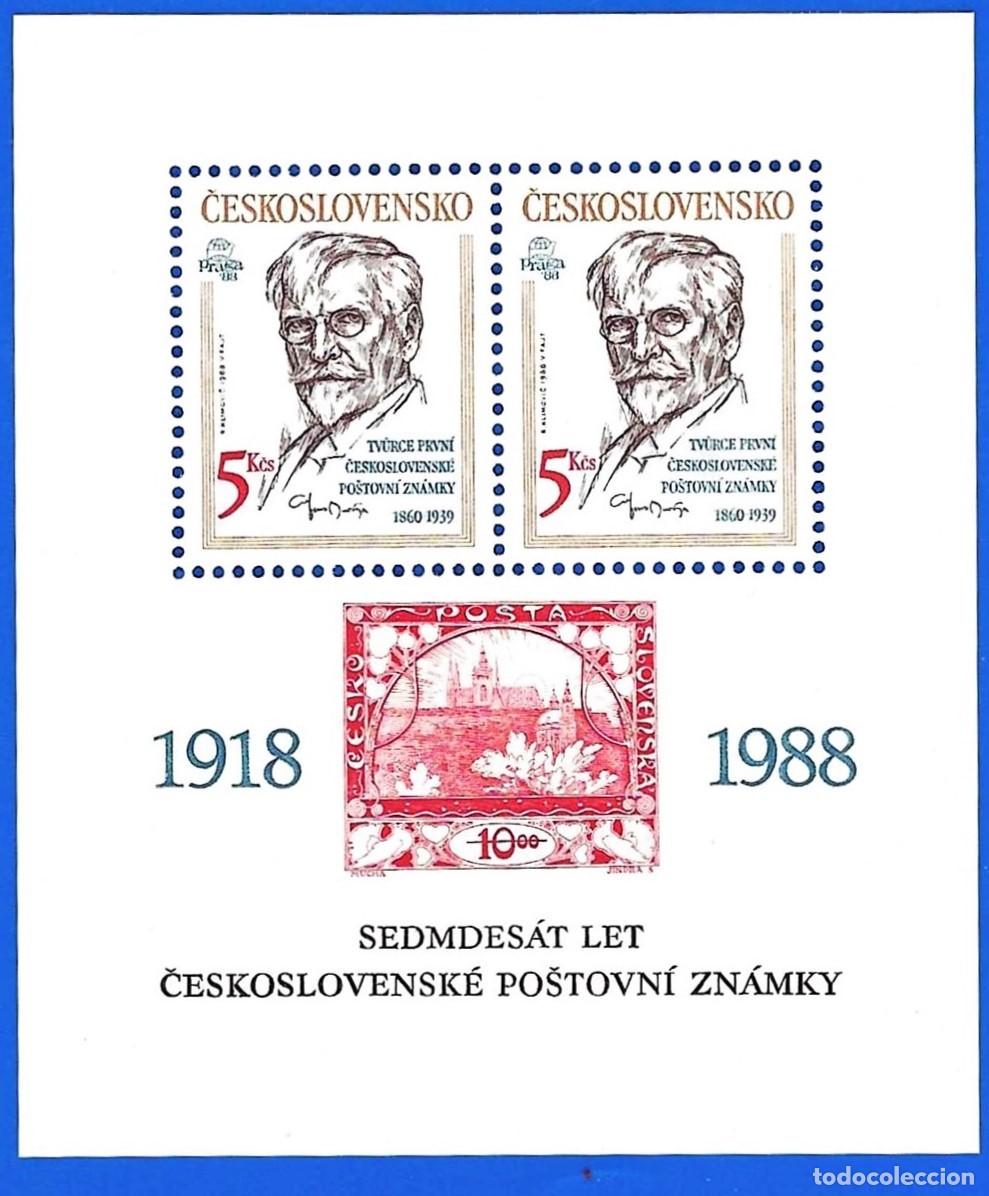 Sellos: Checoslovaquia 1988 - Mi BL 87 - YT BF 81 - Alfons Mucha - MNH**