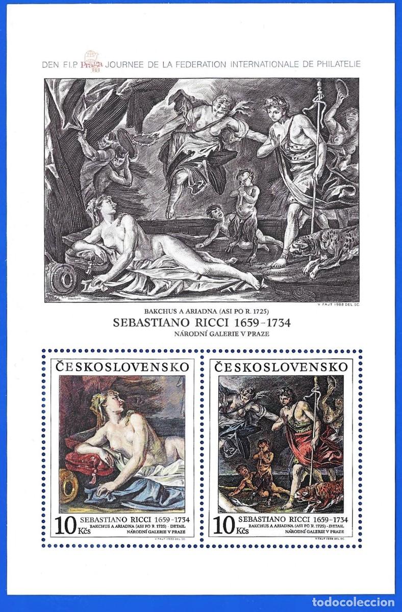 Sellos: Checoslovaquia 1988 - Mi BL 91 - YT BF 83 - Pinturas de Sebastiano Ricci - MNH**