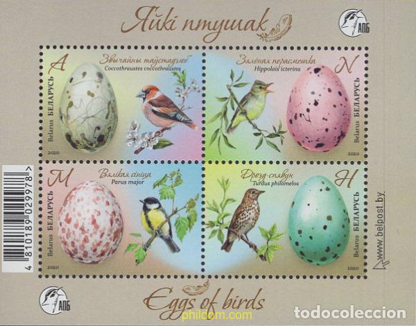 Sellos: 668665 MNH BIELORRUSIA 2020 AVES, HUEVOS DE LAS AVES
