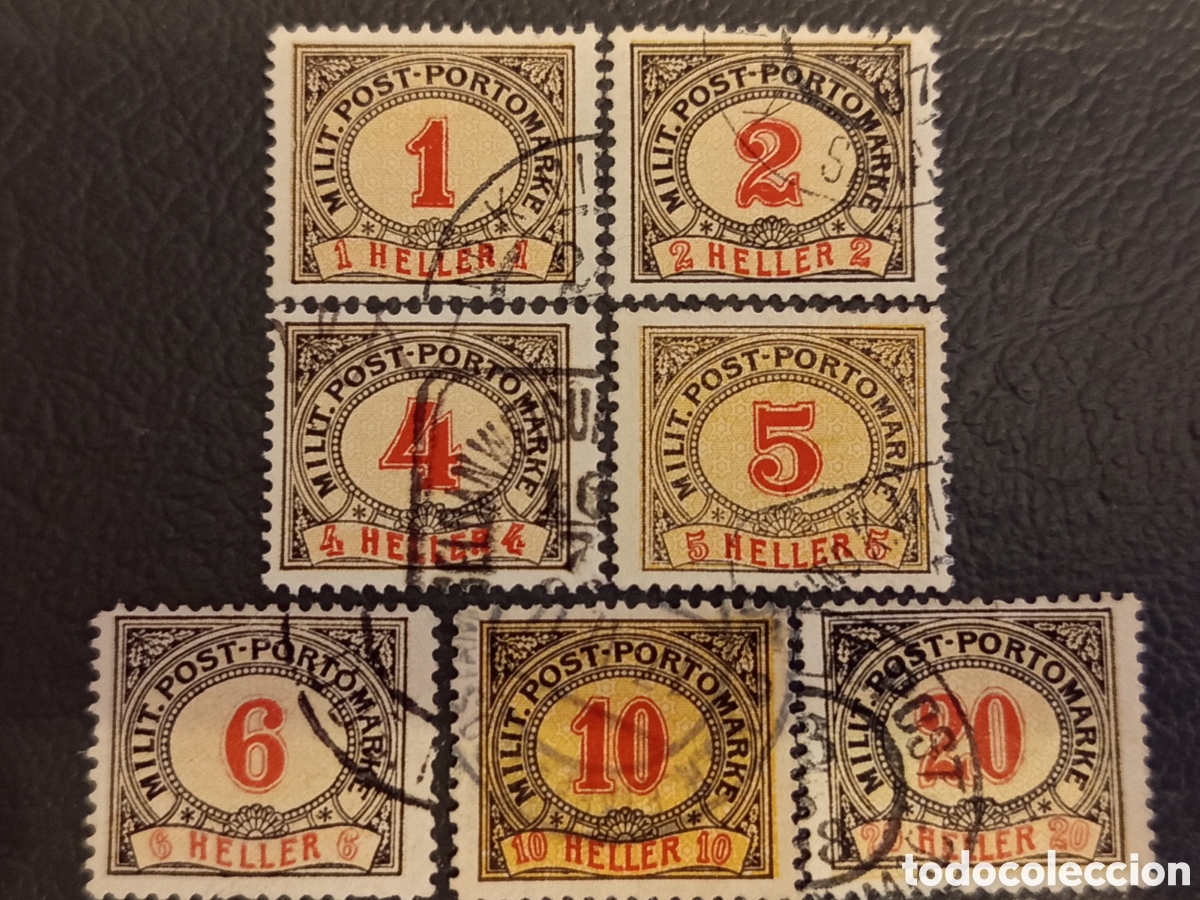 Sellos: Bosnia 1904 - Lote 7 Sellos Tasa Correo Militar (Michel 1/7) Usados