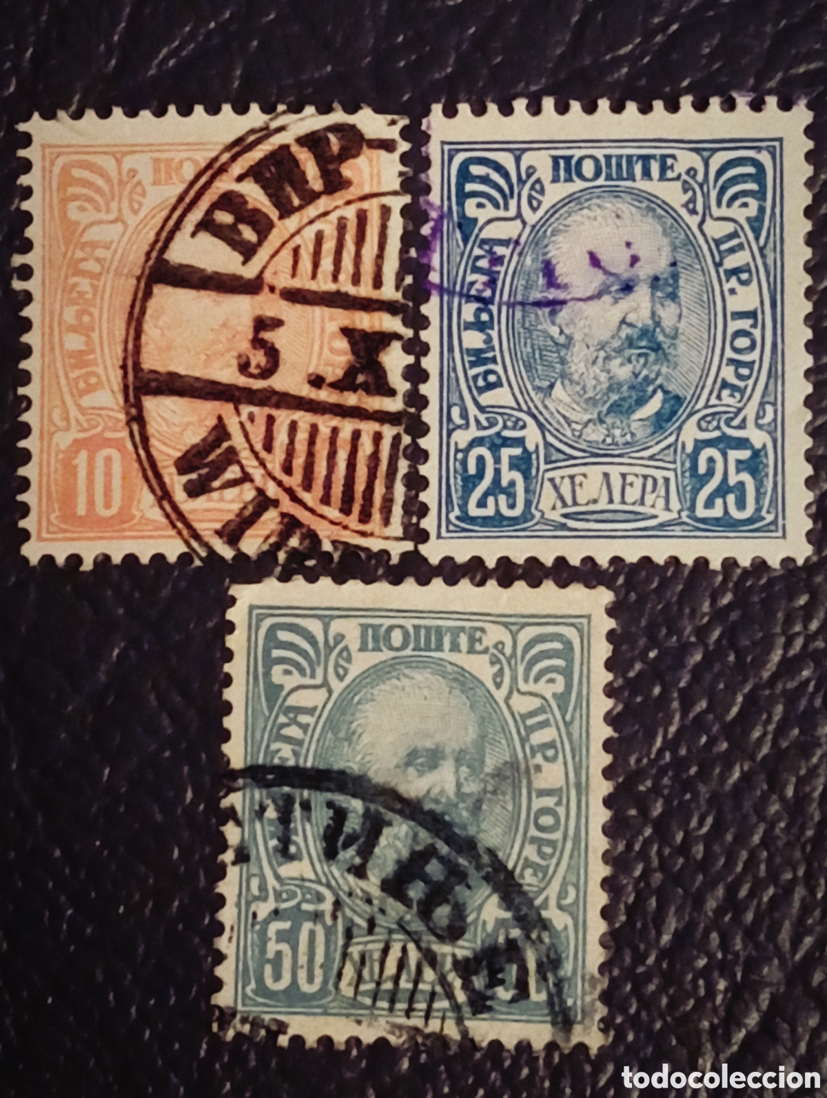 Sellos: Montenegro 1902 - Lote 3 Sellos Pr&iacute;ncipe Nicol&aacute;s I - Michel #46, #48, #50 Usados