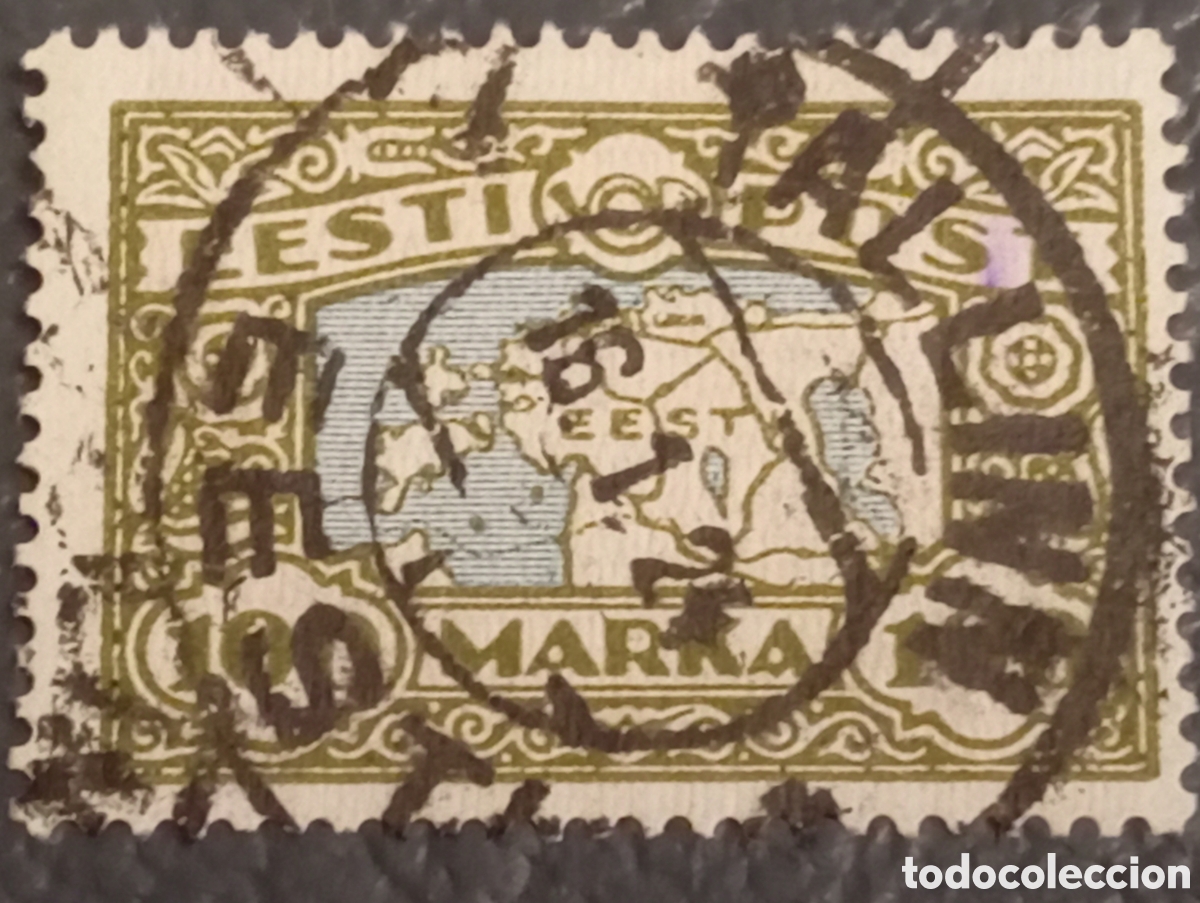 Sellos: Sello Estonia 1923 - Mapa 100 Marka - Michel 40 Usado