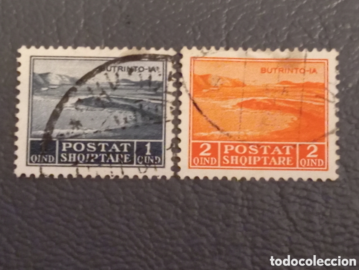 Sellos: Albania 1930 - Serie Lago Butrinto - 1 y 2 Qind Usados - Michel 221/222