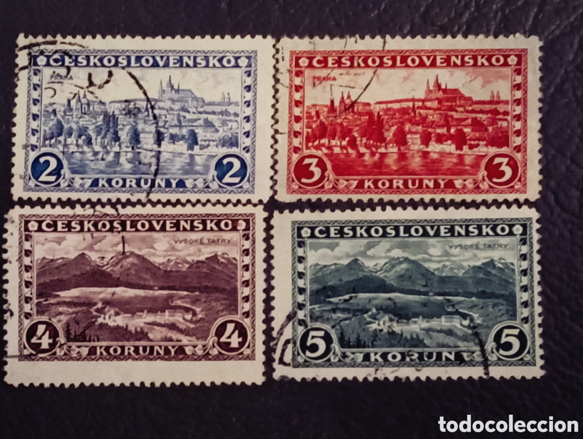 Sellos: Lote 4 Sellos Checoslovaquia 1926 Paisajes Praga y Tatras Mi. 225/228 Usados